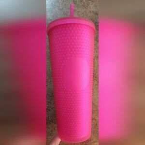 Neon pink matte studded venti Starbucks tumbler